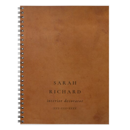 エレガントモダン素朴タンレザーのテクスチカスタムャ ノートブック (正面)