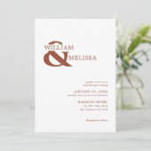 エレガントモダン素朴テラコッタとホワイト結婚ズ 招待状 (スタンド正面)