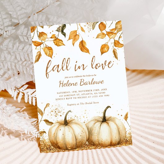 エレガントモダン素朴秋ブライダルシャワー 招待状