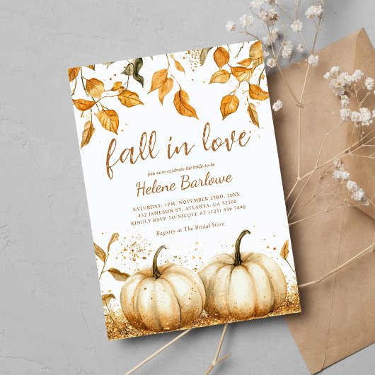 エレガントモダン素朴秋ブライダルシャワー 招待状