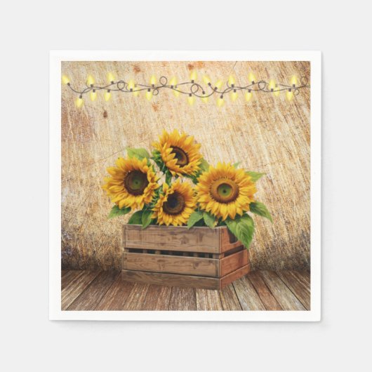 エレガントモダン素朴Sunflower Crate Baby Shower スタンダードカクテルナプキン (正面)