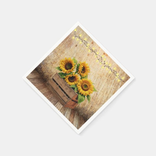 エレガントモダン素朴Sunflower Crate Baby Shower スタンダードカクテルナプキン (角)