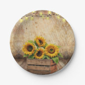 エレガントモダン素朴Sunflower Crate Baby Shower ペーパープレート (正面)