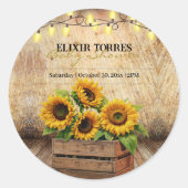 エレガントモダン素朴Sunflower Crate Baby Shower ラウンドシール (正面)