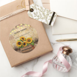 エレガントモダン素朴Sunflower Crate Baby Shower ラウンドシール