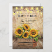 エレガントモダン素朴Sunflower Crate Baby Shower 招待状 (正面)