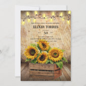 エレガントモダン素朴Sunflower Crate Baby Shower 招待状 (正面)