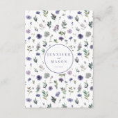 エレガントモダン紫の結婚花の名刺 エンクロージャーカード (裏面)
