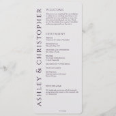 エレガントモダン紫結婚の プログラム (正面)