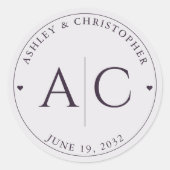 エレガントモダン紫結婚の ラウンドシール (正面)