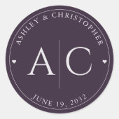 エレガントモダン紫結婚の ラウンドシール (正面)