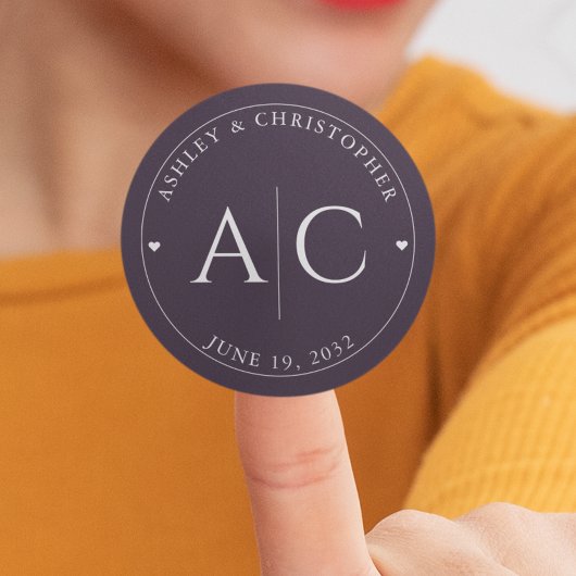 エレガントモダン紫結婚の ラウンドシール