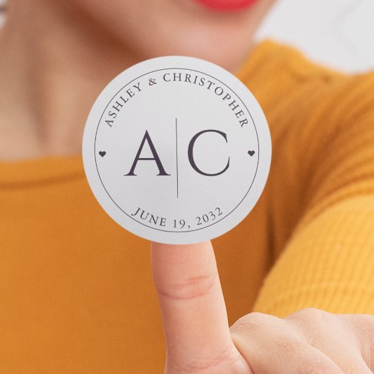 エレガントモダン紫結婚の ラウンドシール