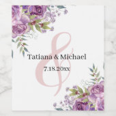 エレガントモダン紫結婚色 ワインラベル (シングルラベル)