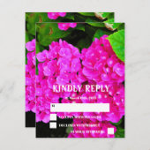 エレガントモダン紫陽花フローラ結婚植物学 出欠カード (正面/裏面)