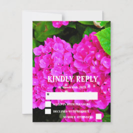 エレガントモダン紫陽花フローラ結婚植物学 出欠カード