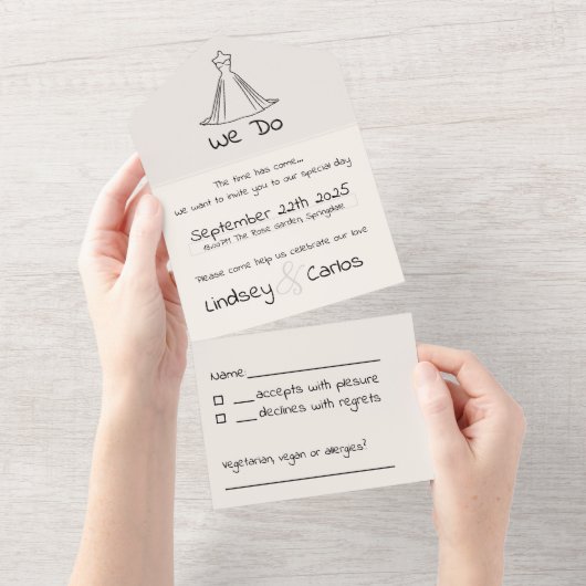 エレガントモダン結婚のシルエット オールインワン招待状 (貼ってはがせる)