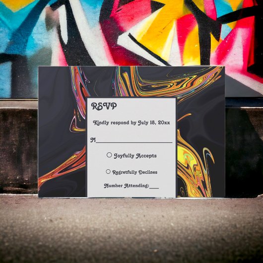 エレガントモダン結婚アートミニマル抽象芸術 出欠カード