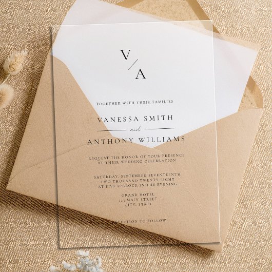 エレガントモダン結婚グラム アクリル招待状