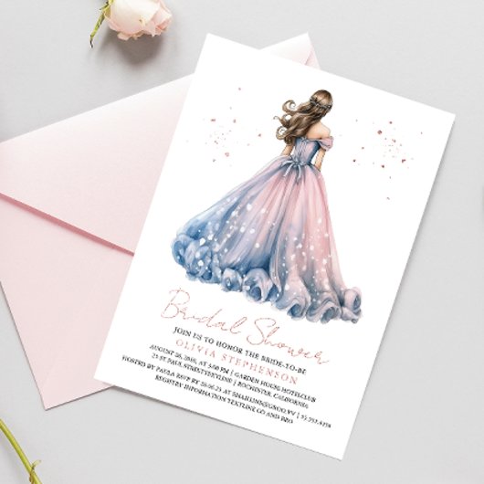 エレガントモダン結婚スブライダルシャワー 箔招待状