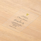 エレガントモダン結婚ハート アクリル招待状 (レイダウン)