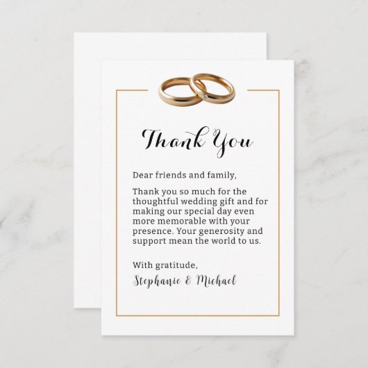 エレガントモダン結婚バンドサンキューカード サンキューカード (正面/裏面)