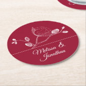 エレガントモダン結婚フローラ ラウンドペーパーコースター (アングル)