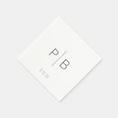 エレガントモダン結婚モノグラムカスタムの日付 スタンダードカクテルナプキン (角)