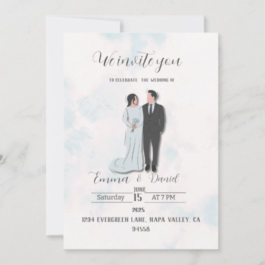 エレガントモダン結婚式招待状 | シンプル&シック 招待状 (正面)