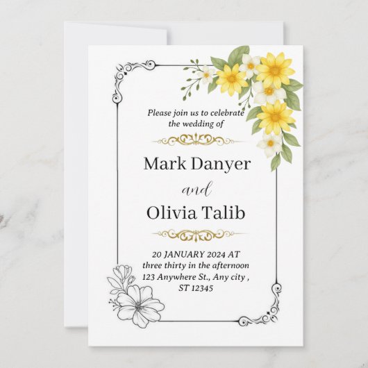 エレガントモダン結婚式招待状-シンプル 招待状 (正面)