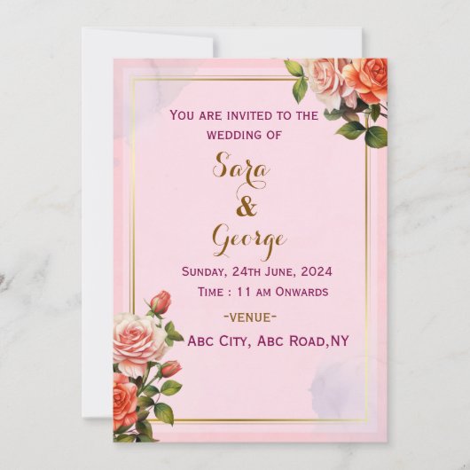 エレガントモダン結婚式招待状 招待状 (正面)