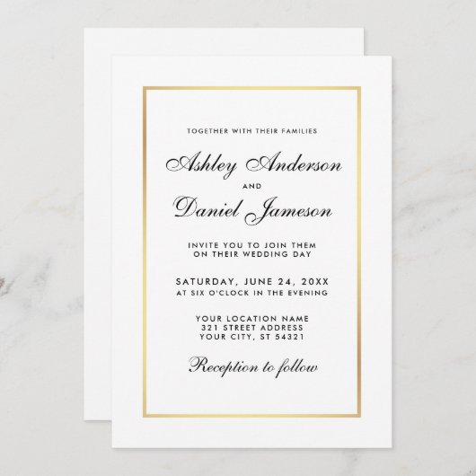 エレガントモダン結婚招待状 招待状 (正面/裏面)