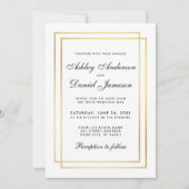 エレガントモダン結婚白黒金ゴールド招待状 招待状 (正面)