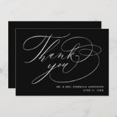 エレガントモダン結婚白黒 サンキューカード (正面/裏面)
