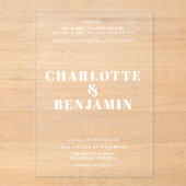 エレガントモダン結婚白 アクリル招待状 (正面)