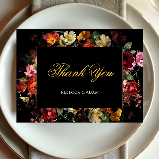 エレガントモダン結婚花 サンキューカード