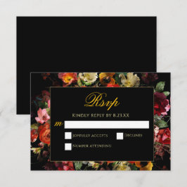 エレガントモダン結婚花 出欠カード