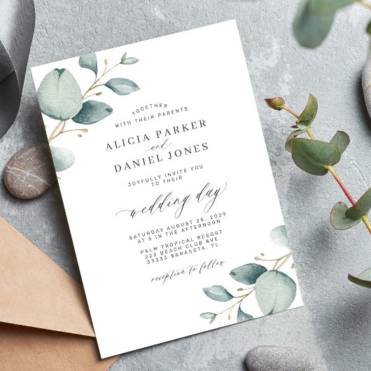 エレガントモダン結婚葉 招待状