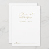 エレガントモダン結婚金ゴールドの願い アドバイスカード (正面/裏面)