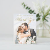 エレガントモダン結婚金ゴールド写真あり ポストカード (スタンド正面)