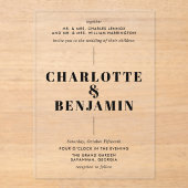 エレガントモダン結婚黒 アクリル招待状 (正面)