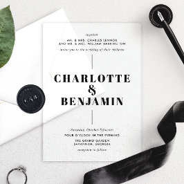 エレガントモダン結婚黒 アクリル招待状