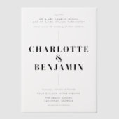 エレガントモダン結婚黒 ベラム紙招待状 (正面)