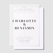 エレガントモダン結婚黒 ベラム紙招待状 (オフセット)