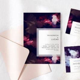 エレガントモダン絵を描のブラシストロ結婚ーク 招待状