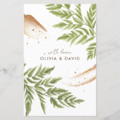 エレガントモダン緑と金ゴールド結婚のメニュー (裏面)