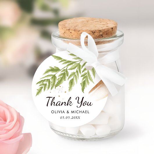 エレガントモダン緑と金ゴールド結婚の感謝 フェイバータグ