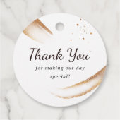 エレガントモダン緑と金ゴールド結婚の感謝 フェイバータグ (裏面)