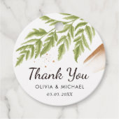 エレガントモダン緑と金ゴールド結婚の感謝 フェイバータグ (正面)