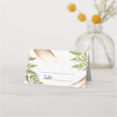 エレガントモダン緑と金ゴールド結婚の プレイスカード (正面)